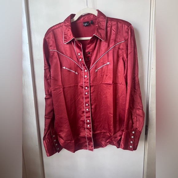 Cruel Denim Tops - Cruel Denim Red Western Button Down Shirt